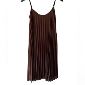 See You Monday Pleated Brown Dress Size: S